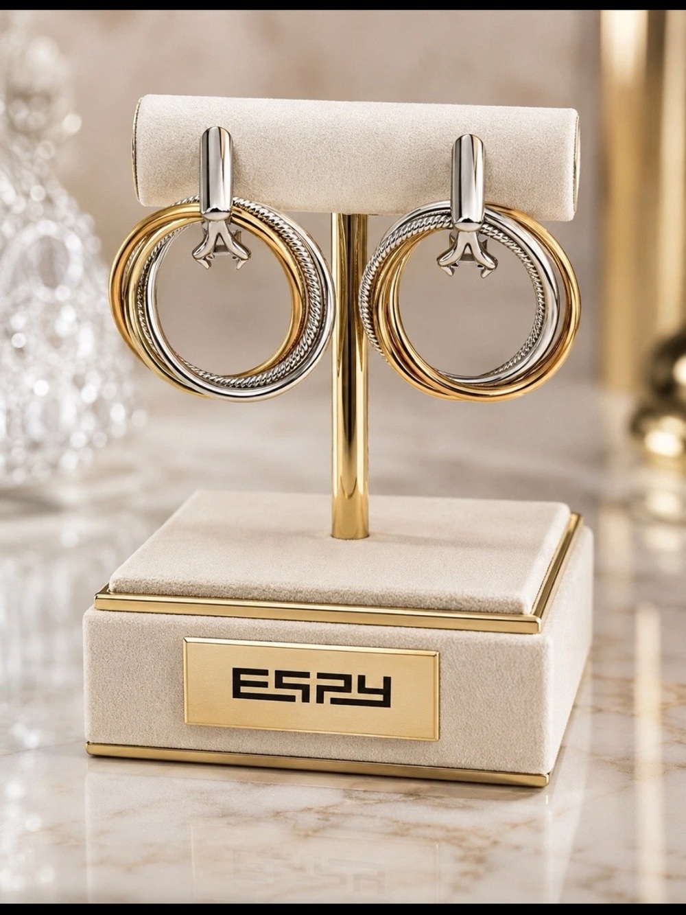 Effy Sterling Silver 925 Two Tone Dangle Ladies Earrings/ New Gift